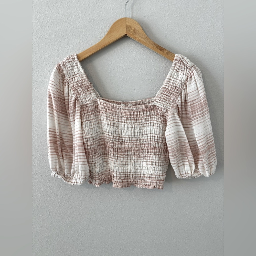 Splendid Striped Smocked Puff Sleeve Top